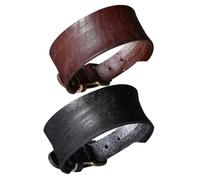 MAJORMENCH 2 Stück Teiliges Herren Lederarmband Retro Stil Punk Armband aus Rindsleder Coole Wrist Decoration in Schwarz und Braun für Streetwear und Festivals