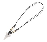 MAJORMENCH Bohemian Halskette Herren mit Verstellbarer Kordel Holzperlen Surfer Schmuck Strandkette mit Realistischem Haizahn Anhänger Handgefertigt Unisex
