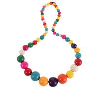 MAJORMENCH Boho Halskette Damen mit Bunten Holzperlen Lange Ethnische Statement Halskette aus Leichtem Holz Modisches Sommer Accessoire für Urlaub und Festival