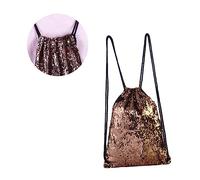 MAJORMENCH Glitzernder Pailletten Kordelzugbeutel Damen Rucksack Reiserucksack Sporttasche Strandtasche Leicht Outdoor Tanztasche Champagnerfarben Gold