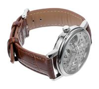 MAJORMENCH Mechanische Herrenuhr Winner 036 mit Manuellem Aufzug Verstellbarem Pu Armband Rundem Zifferblatt und 12 Römischen Zahlen in Silbernem Langlebigem Legierungsgehäuse