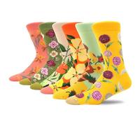 MAKABO Bunte Lustige Damen Socken, 6 Paar Neuheit Blumen Motiv, 39-42