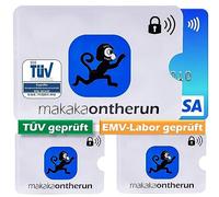 MakakaOnTheRun 3X RFID Blocker Kartenhülle (3fach geprüft: TÜV + EMV + HF-Labor) - EC Karten Schutzhülle, Karten Hüllen für Geldbörsen, Ausweis- & Kartenhüllen, NFC Schutzhülle