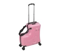 Makamsui Kinderkoffer 20 Zoll mit integriertem Sitz, Hartschalenkoffer aus PC mit 360° drehbaren Rollen, Reißverschluss, Gürtel, für Reisen, Wochenende, Zug und Reisen mit der Familie, Rosa, Klassisch