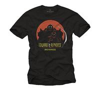 MAKAYA Alchemist Brotherhood T-Shirt - Edward & Alphonse Fullmetal Comic Manga Anime Geschenke Schwarz S