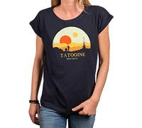 MAKAYA Basic Damen Shirt locker geschnitten - Tattooine Mos Eisley - R2 Star Blau große Größen XXXXXL