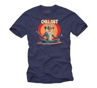 MAKAYA Coole Fun T-Shirts für Herren - Der König der Affen Chill Out Motiv für Männer Jungs und Kinder Blau XXL