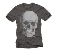MAKAYA Cooles Biker T-Shirt Skull Totenkopf Grau für Herren Größe XXXXL