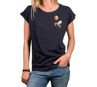 MAKAYA Damenshirt mit Print Hummel Motiv - Kleiner Druck Auf Der Brust Tiermotiv - Lustige & Witzige T-Shirts für Frauen Freche Coole Sommer Oberteile Kurzarm Shirt Baumwolle Blau M