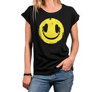 MAKAYA Damenshirt Sommer Tunika Musik Motiv Printshirt Oversize Top mit Aufdruck Kurzarm Rundhals Große Größen Schwarz XXXL