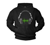 MAKAYA Dj Hoodie mit Kopfhörer Headphones Electro Musik Kapuzenpullover Schwarz XXXL