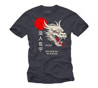 MAKAYA Dragon T-Shirt Herren Spruch - Nobody Cares Until You Are Rich Pretty Or Dead Drache Blaugrau Größe L