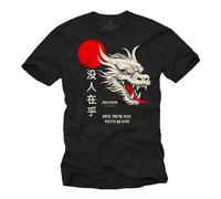 MAKAYA Dragon T-Shirt Herren Spruch - Nobody Cares Until You Are Rich Pretty Or Dead Drache Schwarz Größe XXXL