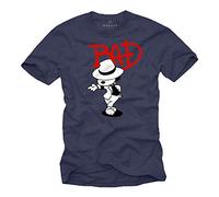 MAKAYA Herren T-Shirt mit Aufdruck Kurzarm Rundhals- Ausschnitt - Bad Dog Snoop Jackson dunkelblau Größe XL