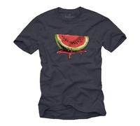 MAKAYA Herren T-Shirt Wassermelone Dripping Watermelon Männer Jungen Jungs Kinder Blaugrau XXXXXL