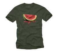 MAKAYA Herren T-Shirt Wassermelone Dripping Watermelon Männer Jungen Jungs Kinder Grün XL