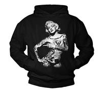 MAKAYA Kapuzenpullover Herren/Damen - Marilyn Tattoo Sweatshirt Pullover mit Kapuze schwarz Größe XXL