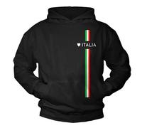 MAKAYA Kapuzenpullover Love Italy Hoodie Italien Pullover Sweatshirt Flagge Italia Italienische Geschenke Mode Schwarz Größe L