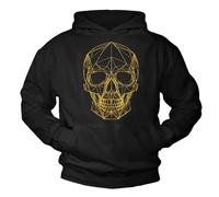 MAKAYA Kapuzenpullover mit Totenkopf Motiv Skull Hoodie Langarm Shirt Mir Kapuze Pullover Herren Männer Jungen Jungs Schwarz M