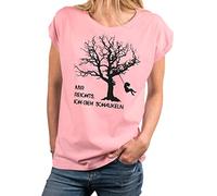 MAKAYA Lustige Damen Tunka mit Aufdruck - Ich GEH Schaukeln Print Shirt Frauen Sommer Top Große Größen Oversize Rosa XXL