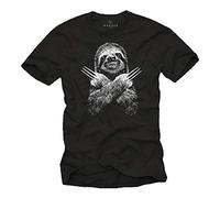 MAKAYA Lustige T-Shirts für Männer - Faultier Sloth - Kurzarm Rundhals Schwarz Geschenke Jungen/Kinder/Jungs/Herren Größe XXXXXL