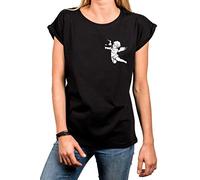 MAKAYA Mallorca Sommer Shirt Damen - Engel Wein Bier Party Disco - Blau Malle Lustig Frauen Locker Lässig Weit Geschnitten Große Größen Gr. M