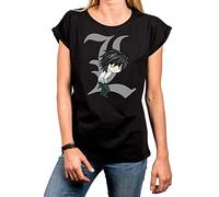 MAKAYA Manga T-Shirt Damen Kurzarm Rundhals mit Aufdruck L Death By Ryuk - Farb Note Schwarz Größe M