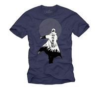 MAKAYA Manga T-Shirt - Naruto Shippuden Mantel - Familie Uchiha Ninja Comic Anime Blau L