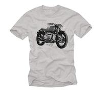 MAKAYA Motorrad T-Shirt Herren - R100 Vintage Biker Oldtimer Motiv - Kurzarm Rundhals Grau Größe XXXL