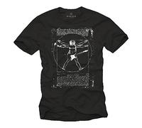 MAKAYA Musik T-Shirts mit Gitarre Leonardo Da Vinci Schwarz Männer XXXL
