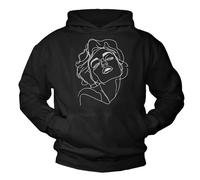 MAKAYA Pullover mit Frauen Gesicht Kapuzenpullover Frauenkopf Tattoo Sweatshirt Marilyn Hoodie Kapuzenpulli Schwarz L