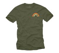 MAKAYA Regenbogen T-Shirt Herren Vintage Design Rainbow Print Männer Kinder Jungs Pride Grün L