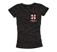 MAKAYA Resident T-Shirt Damen mit Druck - Umbrella Corporation - Rundhals Kurzarm Top Schwarz für Frauen Größe L