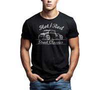 MAKAYA Rockabilly T-Shirt mit Aufdruck Hot Rod Schwarz Männer M