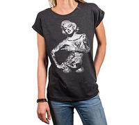 MAKAYA Rockige Damenshirts Große Größen Tattoo Motiv Sommer Top Oversize Tunika Damen Frauen Mädchen Grau M