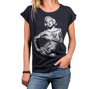 MAKAYA Rockige Damenshirts Große Größen Tattoo Motiv Sommer Top Oversize Tunika Damen Frauen Mädchen Blau XXXXL