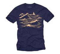 MAKAYA Segel T-Shirt für Herren Kurzarm Segelboot Segelschiff Crew Segelmotiv Segeln Segler Geschenke Männer Jungs Kinder Blau L