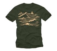 MAKAYA Segel T-Shirt für Herren Kurzarm Segelboot Segelschiff Crew Segelmotiv Segeln Segler Geschenke Männer Jungs Kinder Grün XL