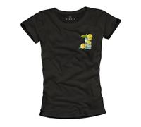 MAKAYA Sommer Oberteile Damen Gin Tonic T-Shirt Gläser Geschenke Frauen Alkohol Top Schwarz Größe M