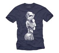 MAKAYA Strom Trooper Star - Tattoo T-Shirt Herren - Ink Wars Blau XXXL