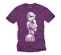 MAKAYA Strom Trooper Star - Tattoo T-Shirt Herren - Ink Wars Lila XXL