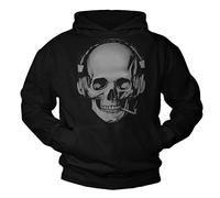MAKAYA Sweatshirt mit Kapuze Herren - Totenkopf Skull - Kapuzenpullover Hoodie Pullover Schwarz Größe L