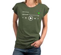 MAKAYA T-Shirt Damen Musik Motiv Playlist Sommer Shirt Große Größen Oversize Top Damenshirt Frauen Mädchen Grün L