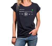 MAKAYA T-Shirt Damen Musik Motiv Playlist Sommer Shirt Große Größen Oversize Top Damenshirt Frauen Mädchen Blau L