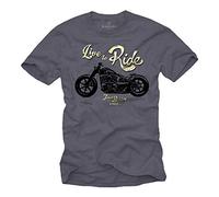 MAKAYA T-Shirt mit Motorrad Motiv für Herren Live to Ride Evolution Blaugrau XXXL