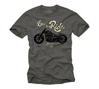 MAKAYA T-Shirt mit Motorrad Motiv für Herren Live to Ride Evolution Dunkelgrau XXXL