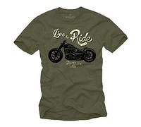 MAKAYA T-Shirt mit Motorrad Motiv für Herren Live to Ride Evolution Grün XXXL