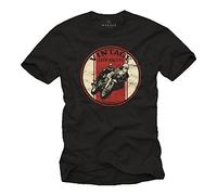 MAKAYA Vintage Biker T-Shirt - Motorradfahrer Geschenke - Cafe Racer Motorrad Zubehör Schwarz XXXL