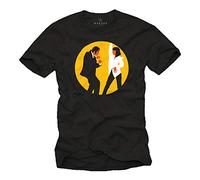 MAKAYA Vintage Kult T-Shirt Herren - Pulp Mia & Vincent Tanzen - Kurzarm Rundhals Schwarz Größe S