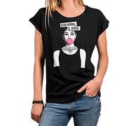 MAKAYA Witzige Damen Shirt mit Sprüchen - Audrey Sommer Top Gorße Größen Oversize Tunika Lustige Print Shirts Schwarz L